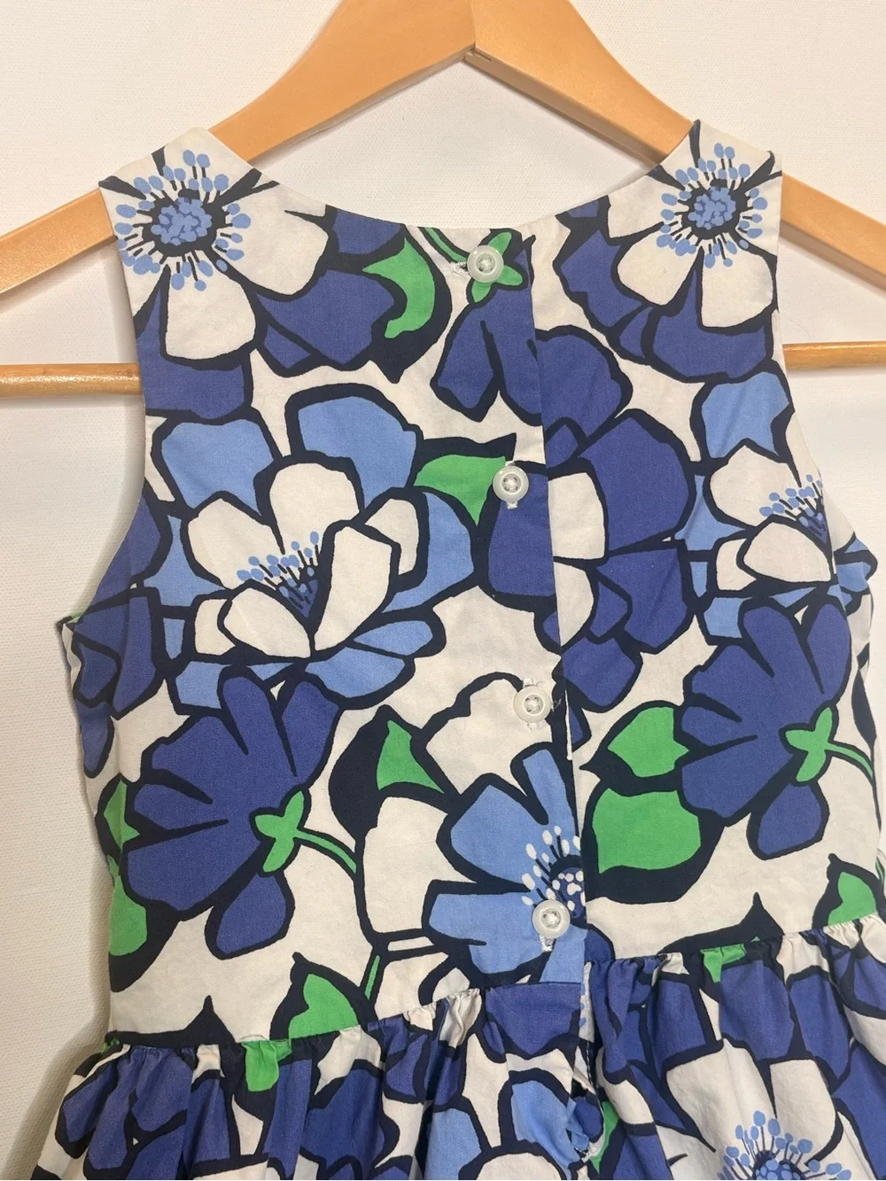 Gymboree Floral Cotton Sleeveless Bubble Dress GIrls Size 5 Blue & White A-Line